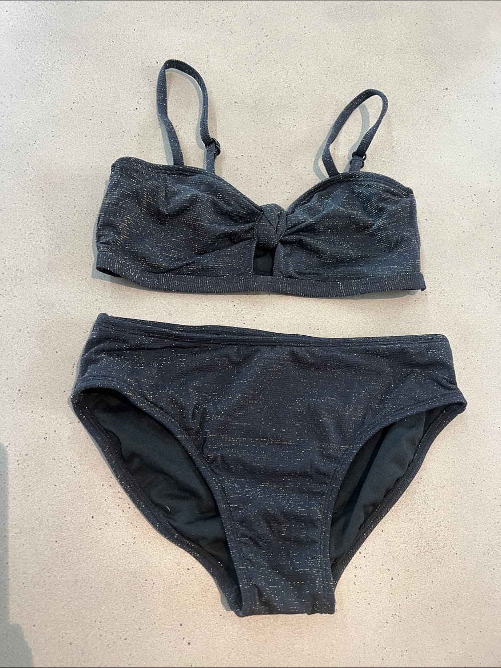 art class Black Bikini Set with Gold Shimmer - Kids Swim size 10/12